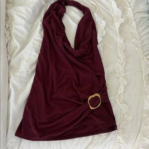 Zara Burgundy Camisole with Gold Buckle